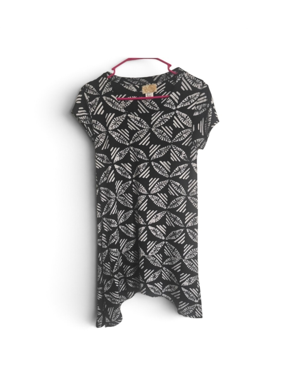 Asymmetrical Noa Noa Black Dress with White Leaf Print